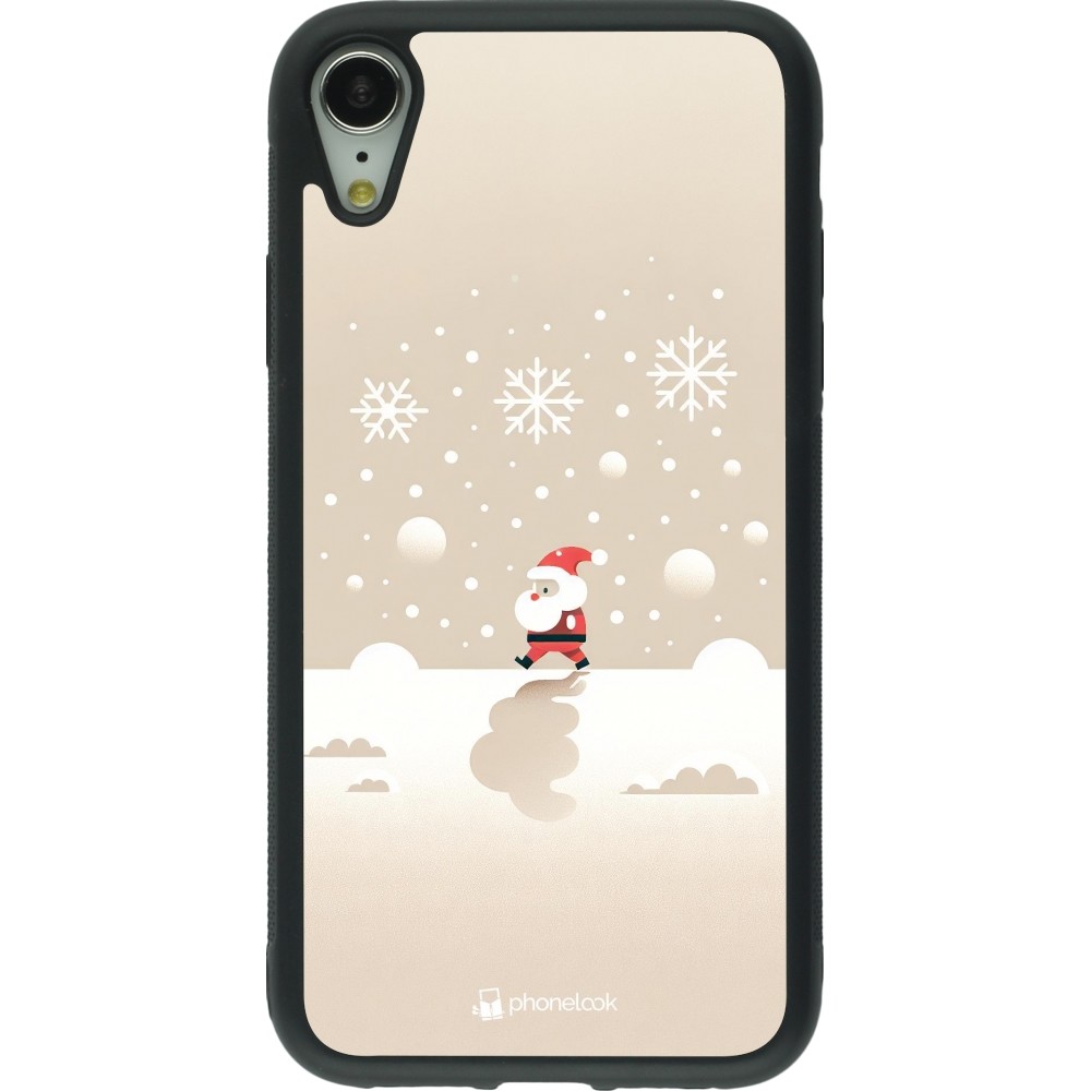 Coque iPhone XR - Silicone rigide noir Noël 2023 Minimalist Santa