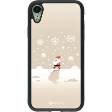 Coque iPhone XR - Silicone rigide noir Noël 2023 Minimalist Santa