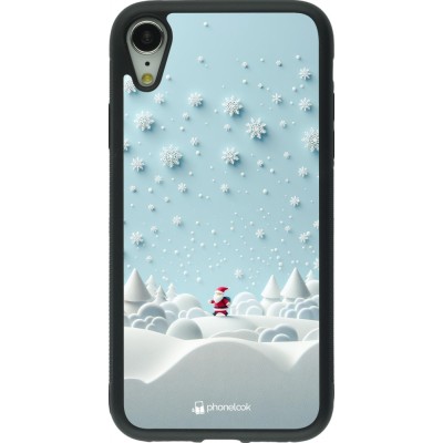 Coque iPhone XR - Silicone rigide noir Noël 2023 Petit Père Flocon