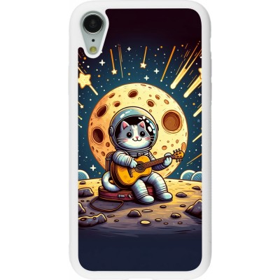 Coque iPhone XR - Silicone rigide blanc AstroCat RockLune