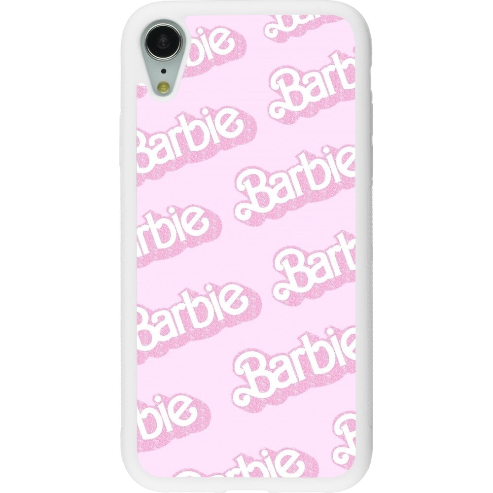 Coque iPhone XR - Silicone rigide blanc Barbie light pink pattern