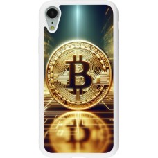 Coque iPhone XR - Silicone rigide blanc Bitcoin Standing