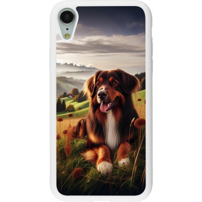 Coque iPhone XR - Silicone rigide blanc Chien Campagne Suisse