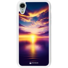 Coque iPhone XR - Silicone rigide blanc Coucher soleil jaune violet