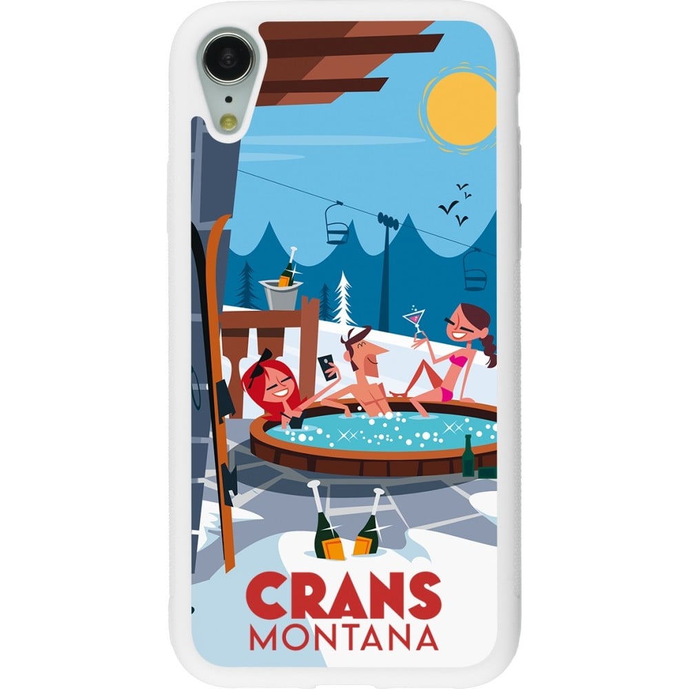 Coque iPhone XR - Silicone rigide blanc Crans-Montana Mountain Jacuzzi