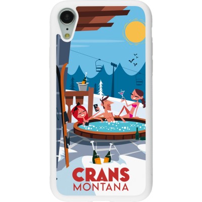 Coque iPhone XR - Silicone rigide blanc Crans-Montana Mountain Jacuzzi