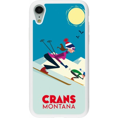 Coque iPhone XR - Silicone rigide blanc Crans-Montana Ski Downhill