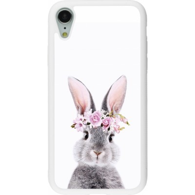 Coque iPhone XR - Silicone rigide blanc Easter 2023 flower bunny