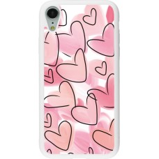 Coque iPhone XR - Silicone rigide blanc Easter 2023 pink hearts