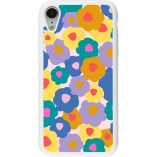 Coque iPhone XR - Silicone rigide blanc Easter 2024 flower power