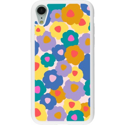 Coque iPhone XR - Silicone rigide blanc Easter 2024 flower power