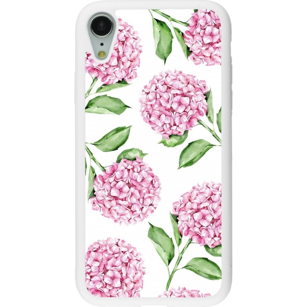 Coque iPhone XR - Silicone rigide blanc Easter 2024 pink flowers