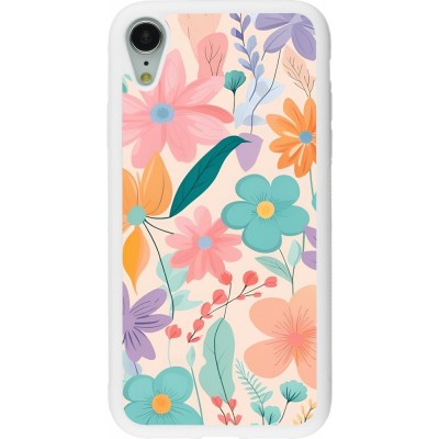 Coque iPhone XR - Silicone rigide blanc Easter 2024 spring flowers