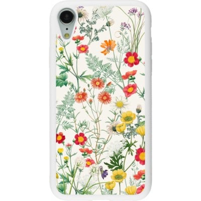 Coque iPhone XR - Silicone rigide blanc Flora Botanical Wildlife