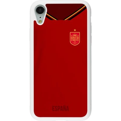 Coque iPhone XR - Silicone rigide blanc Maillot de football Espagne 2022 personnalisable