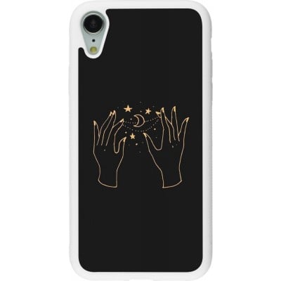 Coque iPhone XR - Silicone rigide blanc Grey magic hands