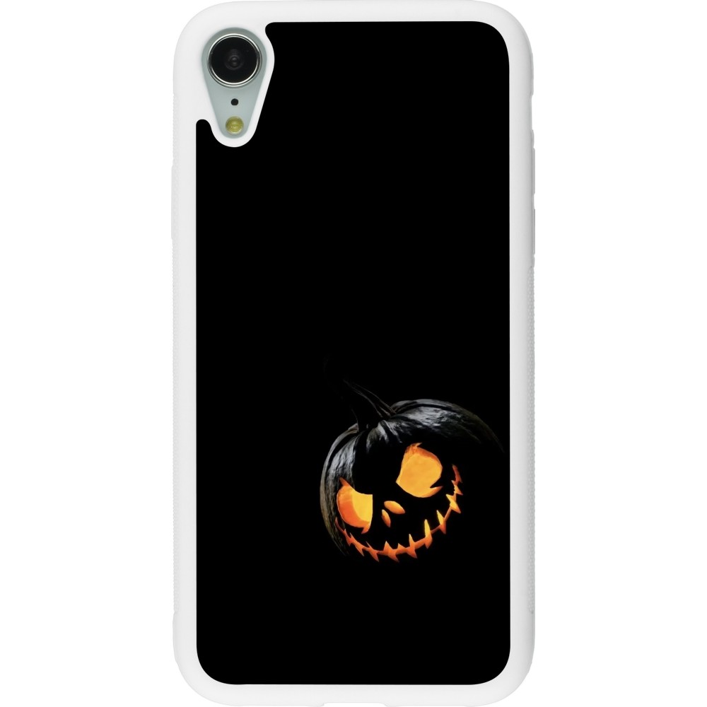 Coque iPhone XR - Silicone rigide blanc Halloween 2023 discreet pumpkin