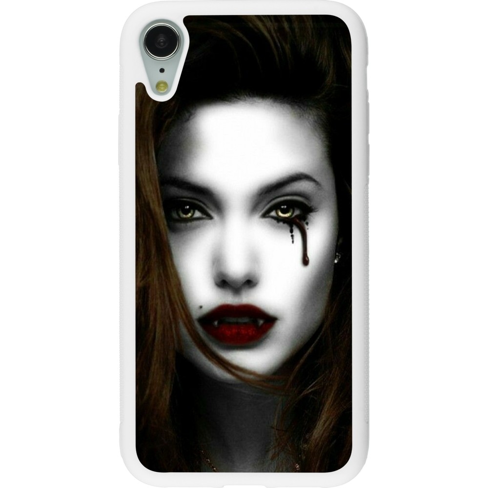 Coque iPhone XR - Silicone rigide blanc Halloween 2023 gothic vampire