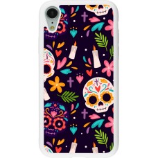 Coque iPhone XR - Silicone rigide blanc Halloween 2023 mexican style