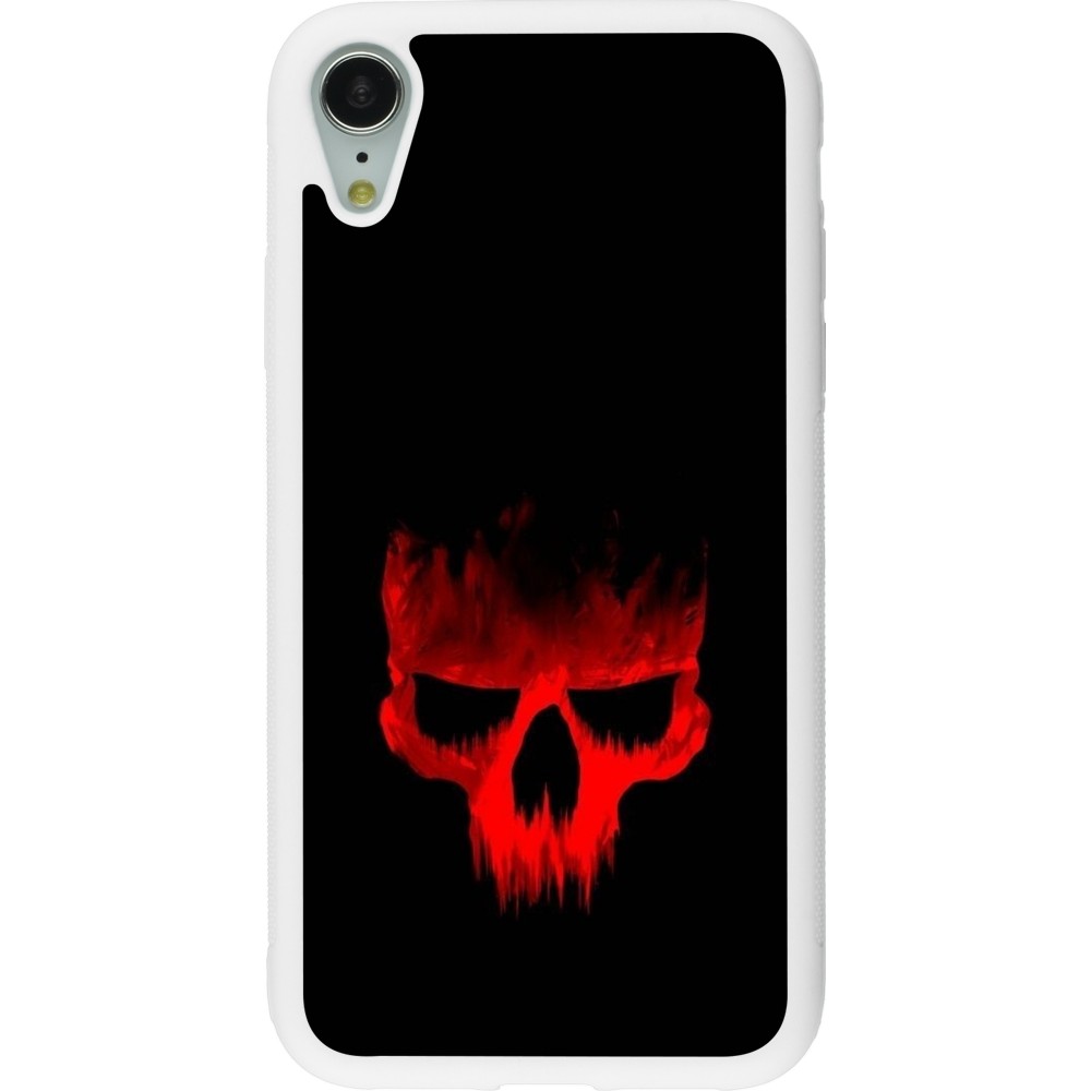 Coque iPhone XR - Silicone rigide blanc Halloween 2023 scary skull