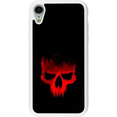 Coque iPhone XR - Silicone rigide blanc Halloween 2023 scary skull