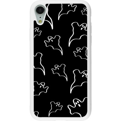 Coque iPhone XR - Silicone rigide blanc Halloween 2024 black and white ghosts