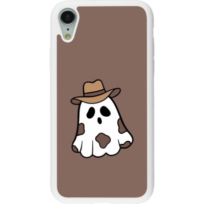 Coque iPhone XR - Silicone rigide blanc Halloween 2024 cowboy ghost