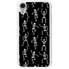 Coque iPhone XR - Silicone rigide blanc Halloween 2024 dancing skeleton