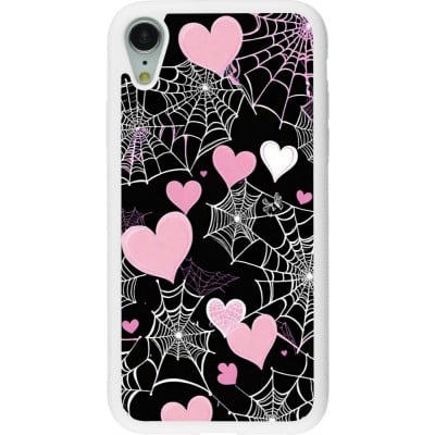 Coque iPhone XR - Silicone rigide blanc Halloween 2024 girly