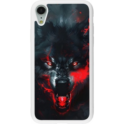 Coque iPhone XR - Silicone rigide blanc Halloween 2024 mad werewolf