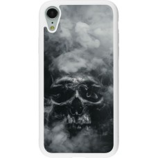 Coque iPhone XR - Silicone rigide blanc Halloween 2024 smoky skull