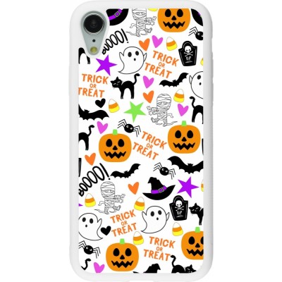 Coque iPhone XR - Silicone rigide blanc Halloween 2024 trick or treat