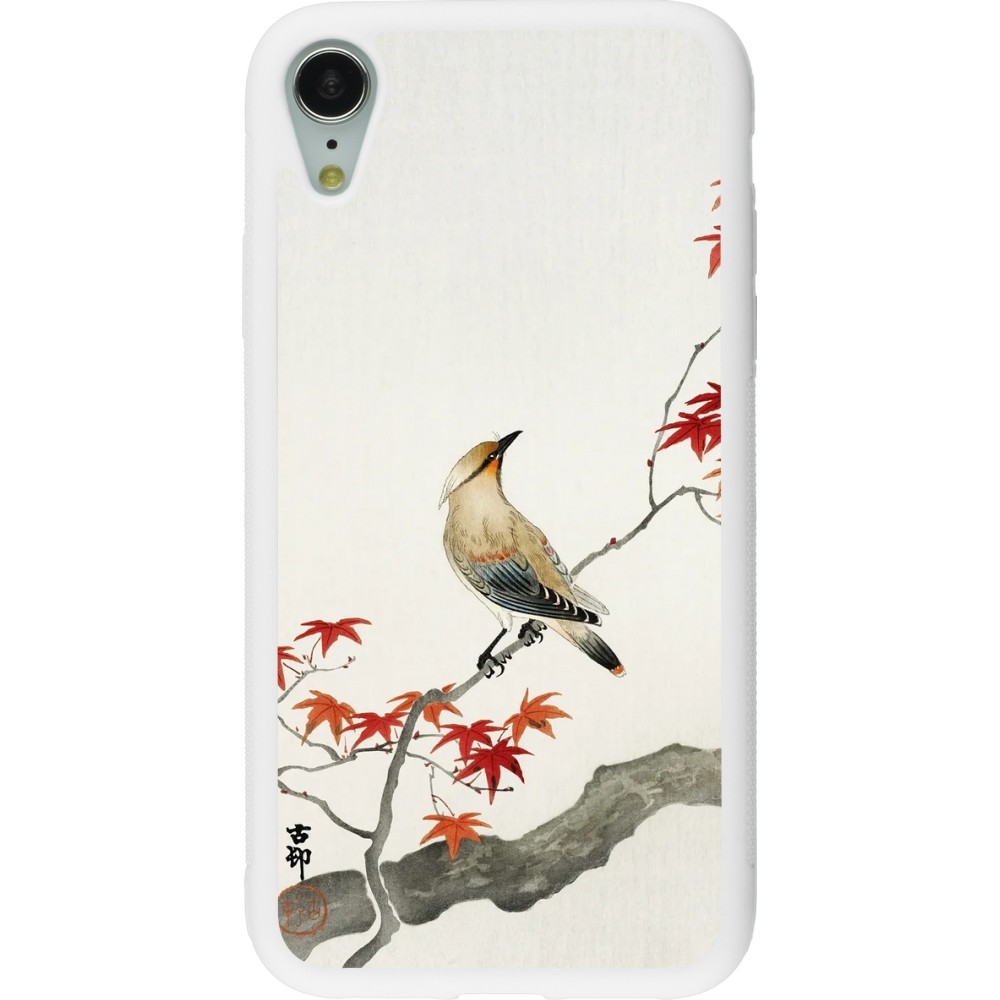 Coque iPhone XR - Silicone rigide blanc Japanese Bird