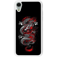 Coque iPhone XR - Silicone rigide blanc Japanese style Dragon Tattoo Red Black