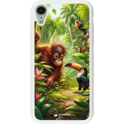 Coque iPhone XR - Silicone rigide blanc Jungle Tropicale Tayrona