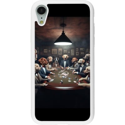 Coque iPhone XR - Silicone rigide blanc Les pokerdogs