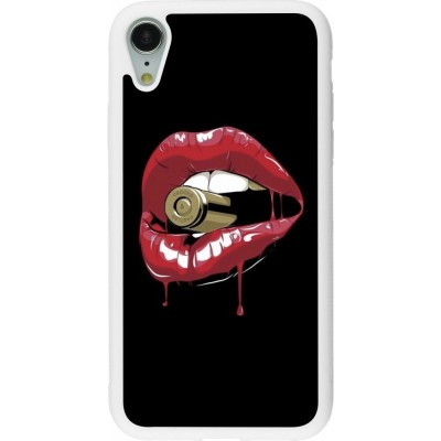 Coque iPhone XR - Silicone rigide blanc Lips bullet