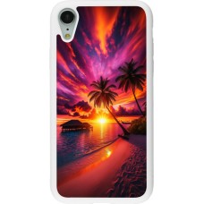 Coque iPhone XR - Silicone rigide blanc Maldives Dusk Bliss