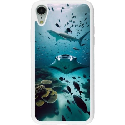 Coque iPhone XR - Silicone rigide blanc Manta Lagon Nettoyage