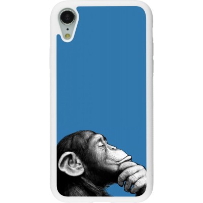 Coque iPhone XR - Silicone rigide blanc Monkey Pop Art