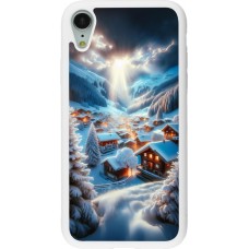 Coque iPhone XR - Silicone rigide blanc Mont Neige Lumière