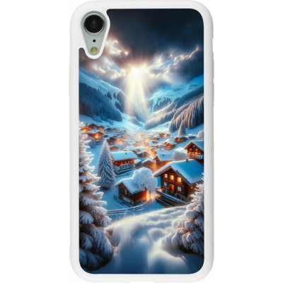 Coque iPhone XR - Silicone rigide blanc Mont Neige Lumière