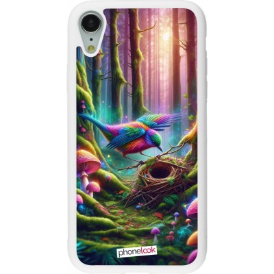 Coque iPhone XR - Silicone rigide blanc Oiseau Nid Forêt