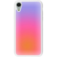 Coque iPhone XR - Silicone rigide blanc Orange Pink Blue Gradient