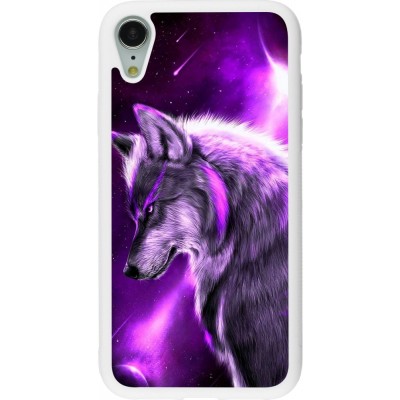 Coque iPhone XR - Silicone rigide blanc Purple Sky Wolf