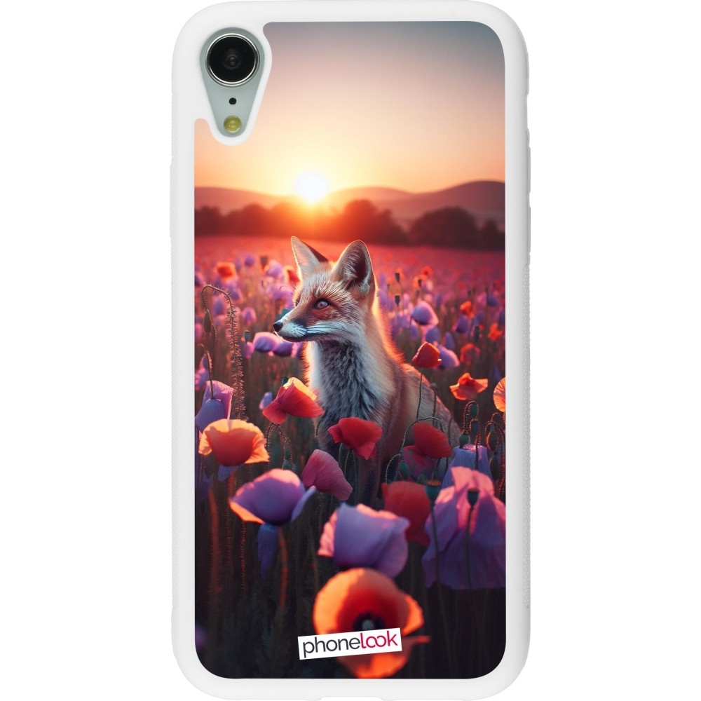 Coque iPhone XR - Silicone rigide blanc Renard pourpre au crépuscule