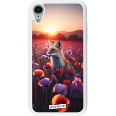 Coque iPhone XR - Silicone rigide blanc Renard pourpre au crépuscule