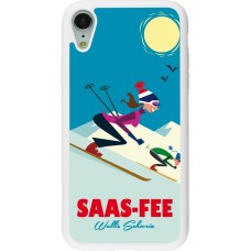 Coque iPhone XR - Silicone rigide blanc Saas-Fee Ski Downhill