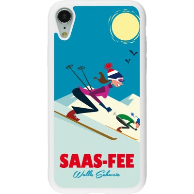 Coque iPhone XR - Silicone rigide blanc Saas-Fee Ski Downhill