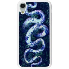 Coque iPhone XR - Silicone rigide blanc Serpent Blue Anaconda